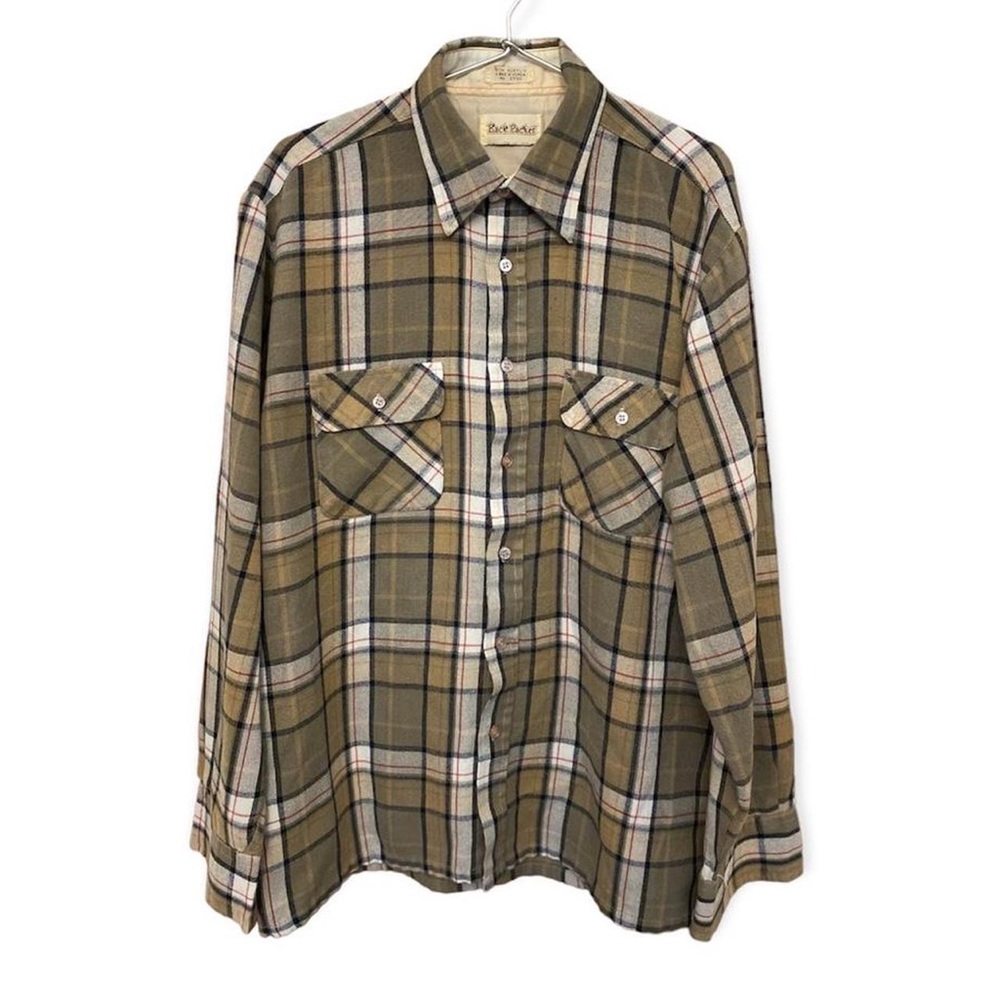 Vintage Back Packer Flannel Plaid Button Down Mens Medium